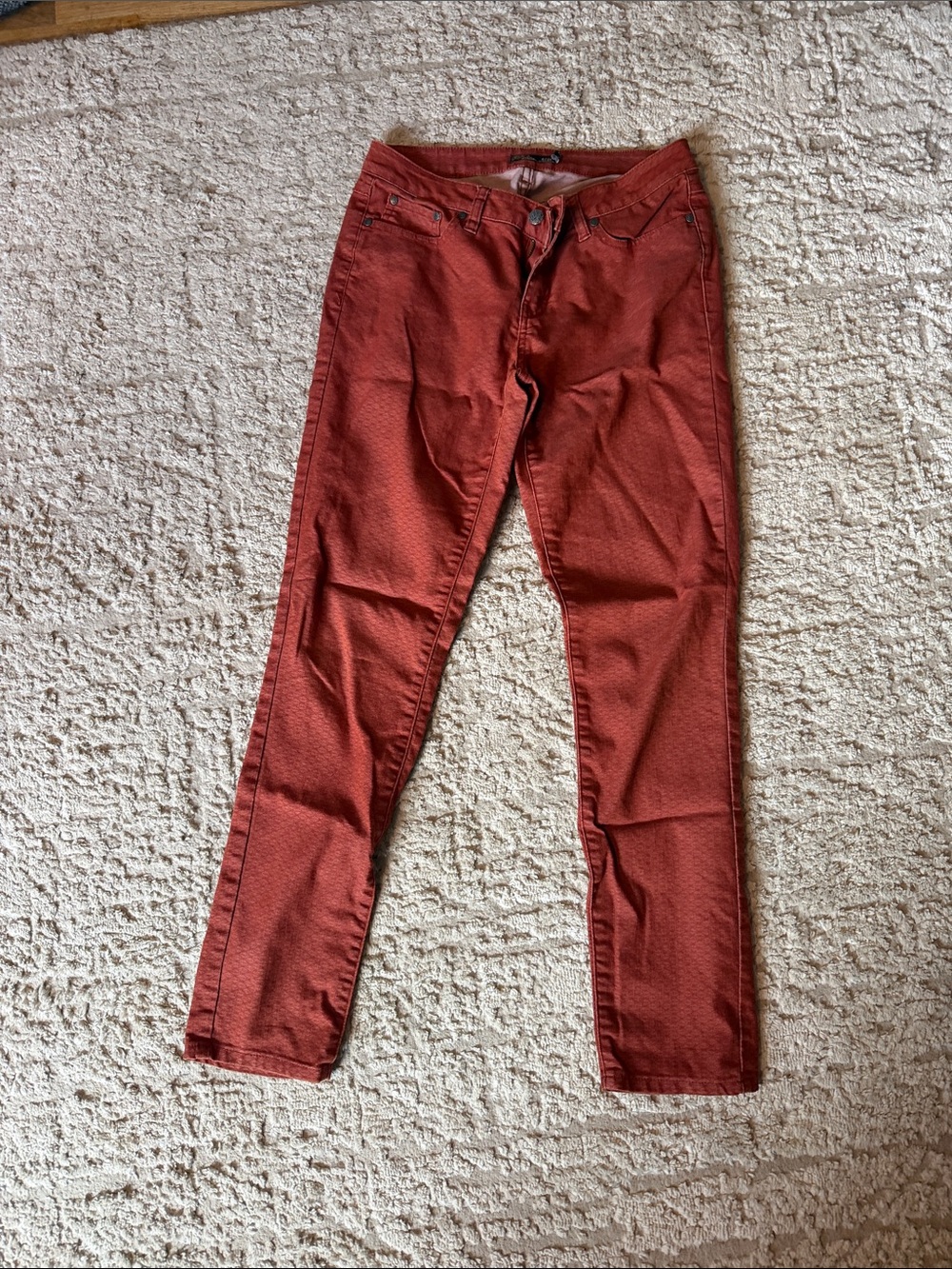 Prana Rust Red Patterned Skinny Pants - Picture 1 of 4